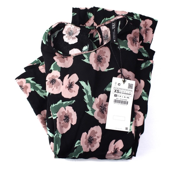 NWT Zara Long Floral Print Dress XS - Picture 6 of 7